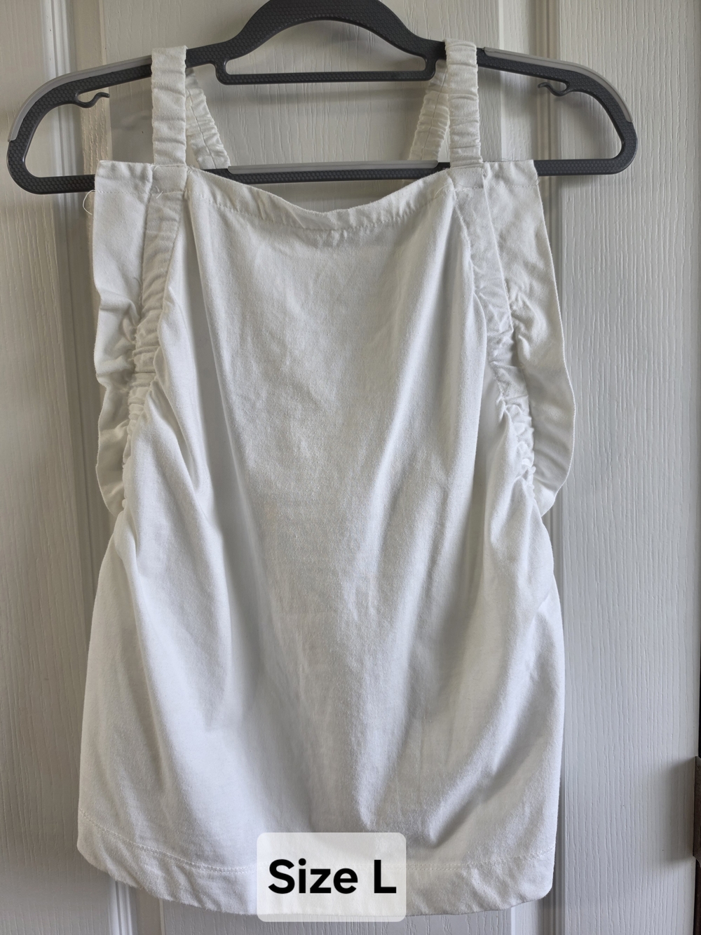 White Ruffle Strap Tank Top